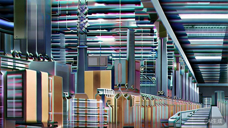 现代化智能物流仓库内部，自动分拣线与忙碌的机器人